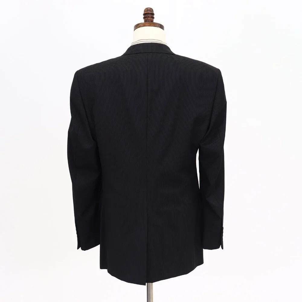 Jos. A. Bank 43L Black Solid 2-Button Sport Coat Blazer Jacket B772